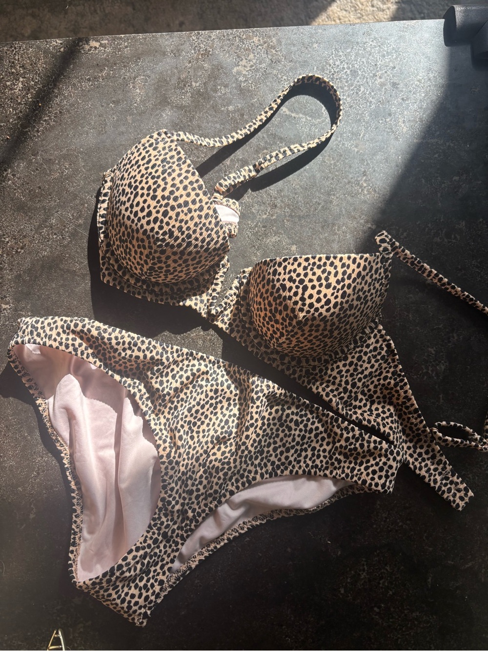 Shade & Shore Leopard Print Push-Up Bikini in Beige and Black